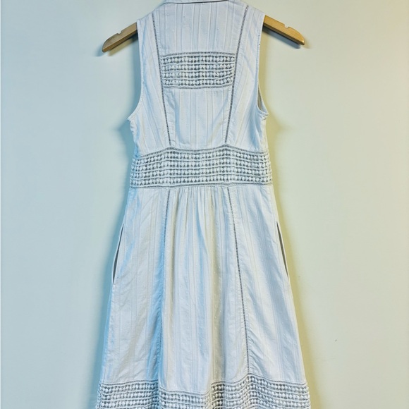Maeve Anthropologie Ivory White Crochet Eyelet Sleeveless Shirt Dress Size 2 - Picture 8 of 9